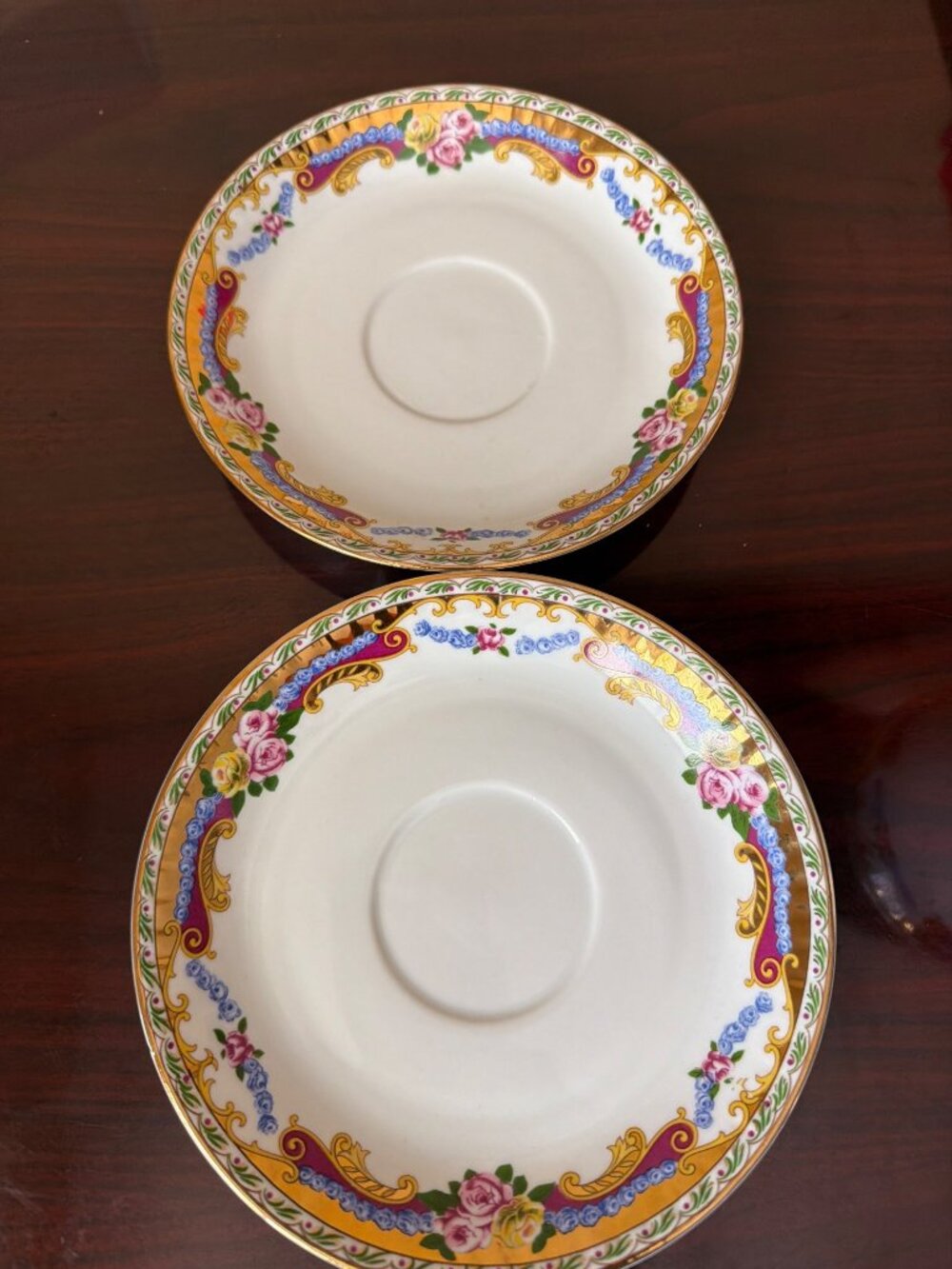 Set of 2 Vintage T. Limoges Teacup and Saucer Floral Gold Décoré à Main - Picture 10 of 13